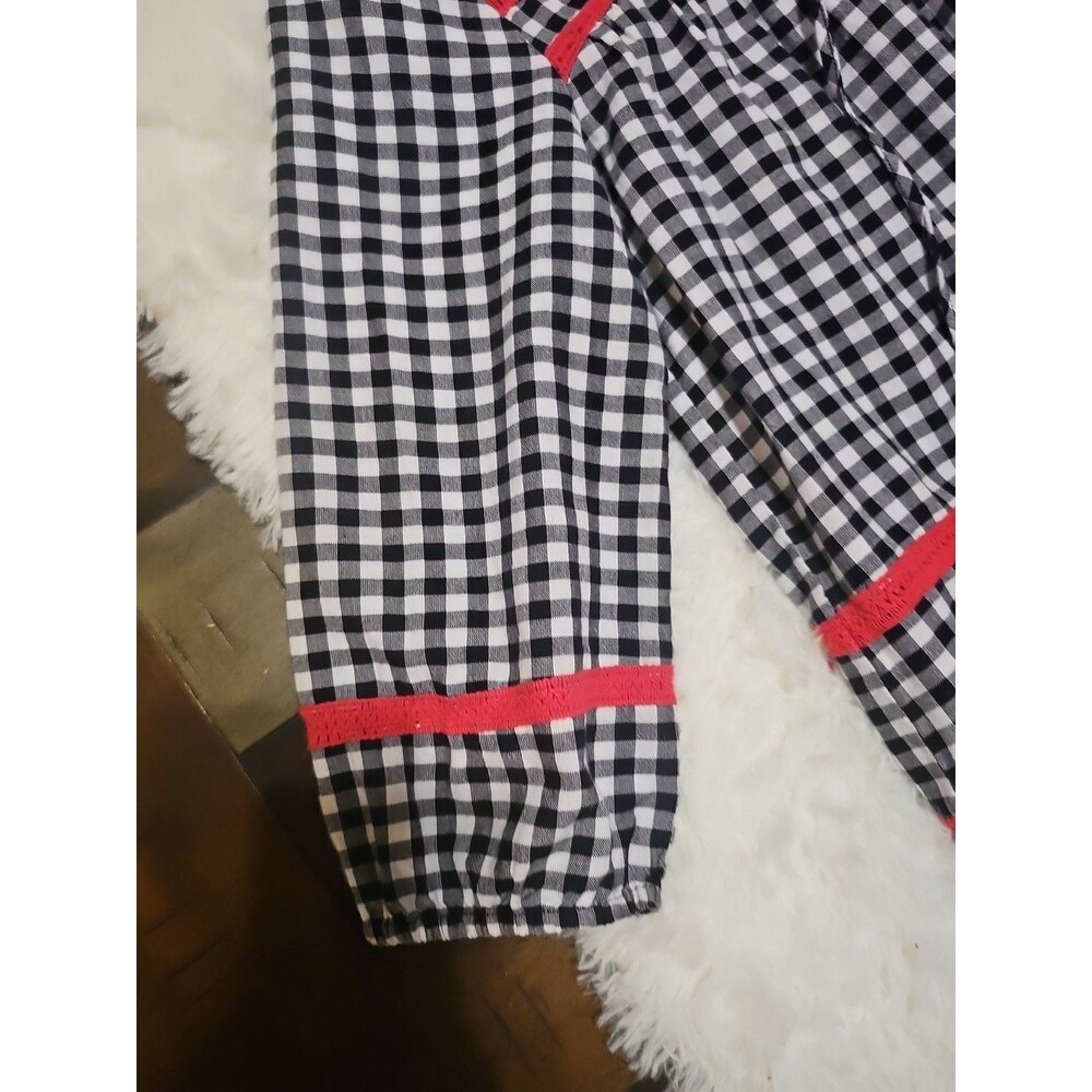 Crown & Ivy Frida's Garden Navy Red/White S Gingham Peasant Top Checks  Tassels - Picture 3 of 16